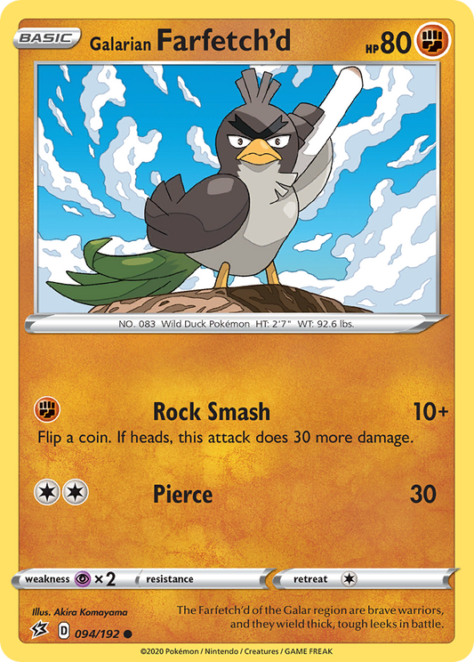 Galarian Farfetch'd 094/192 Common Reverse Holo Rebel Clash NM/LP