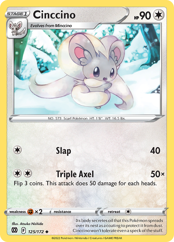 Cinccino 125/172 Uncommon Reverse Holo Brilliant Stars NM/LP