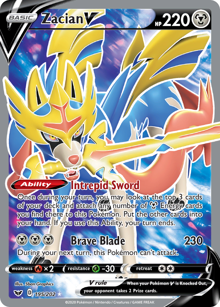 Zacian V 195/202 Ultra Rare Sword & Shield NM/M