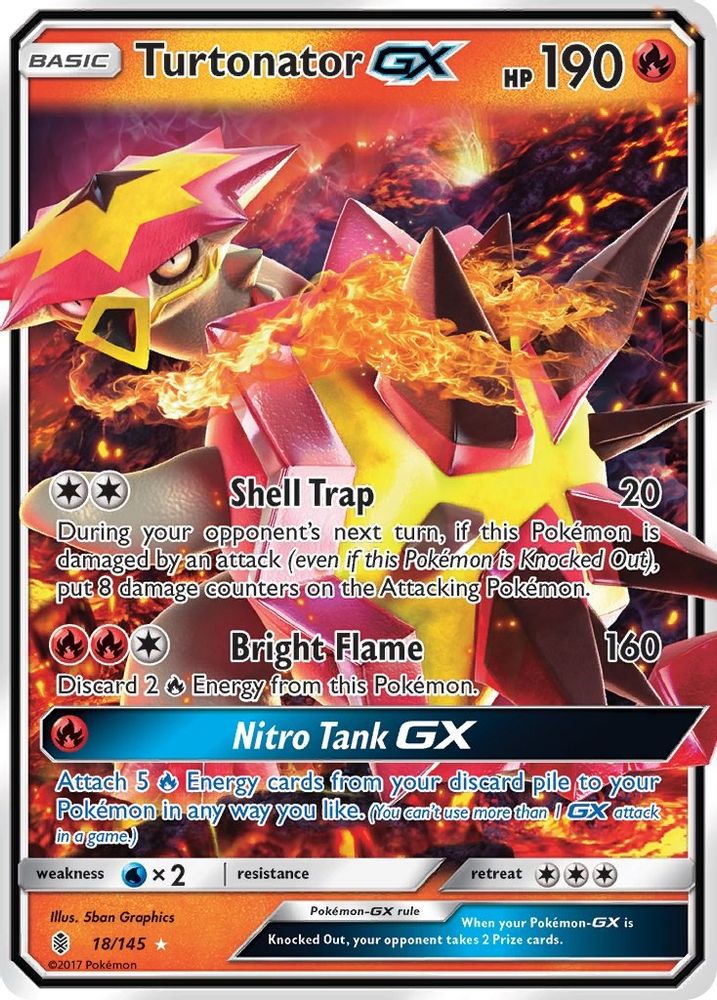 Turtonator GX 18/145 Ultra Rare Guardians Rising Holo NM/M