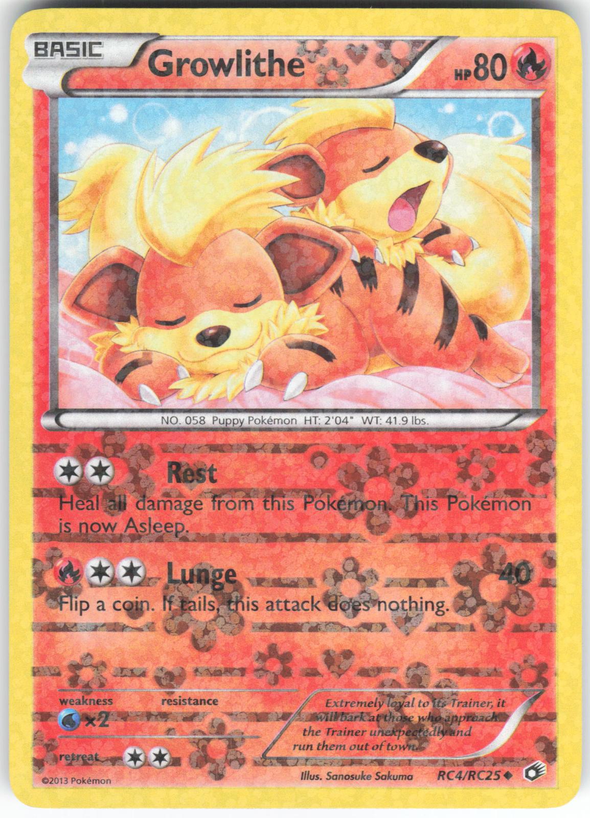 Growlithe RC4/RC25 Uncommon Legendary Treasures: Radiant Collection Holo LP