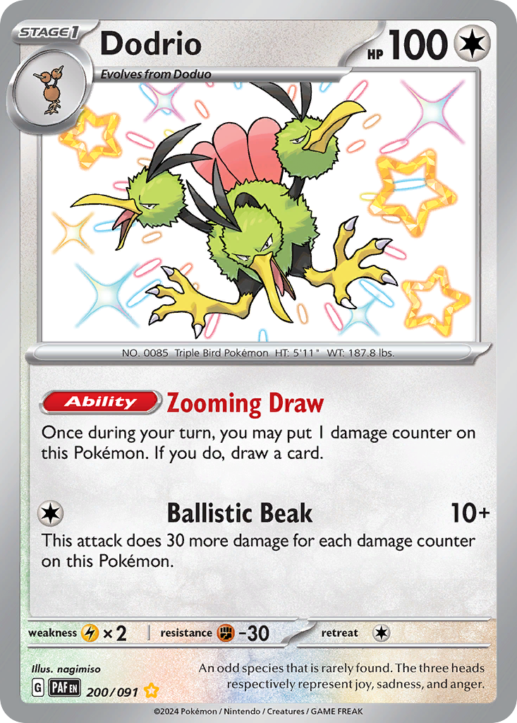 Dodrio 200/091 Shiny Rare Paldean Fates NM/M
