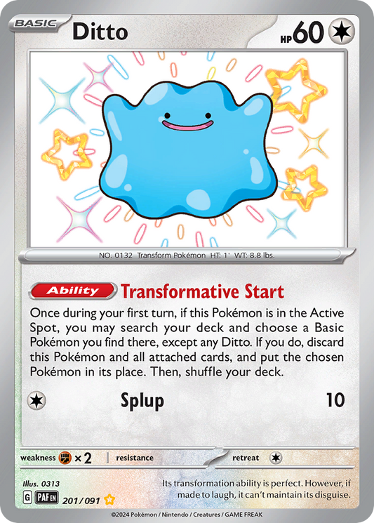 Ditto 201/091 Shiny Rare Paldean Fates NM/M