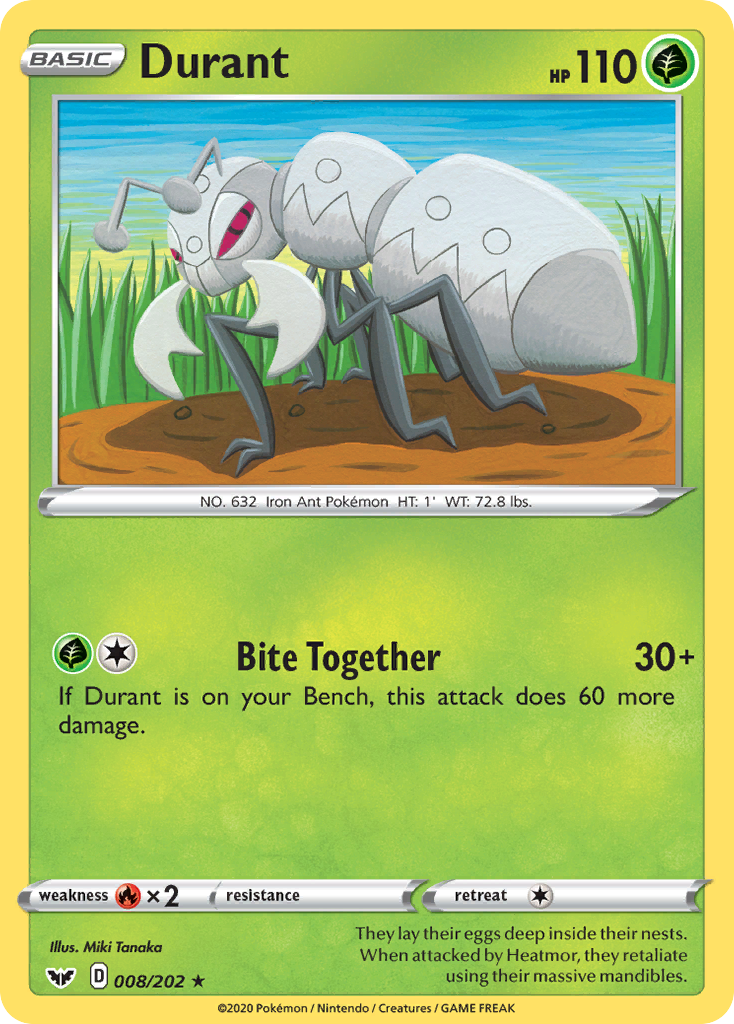 Durant 008/202 Rare Reverse Holo Sword & Shield NM/LP