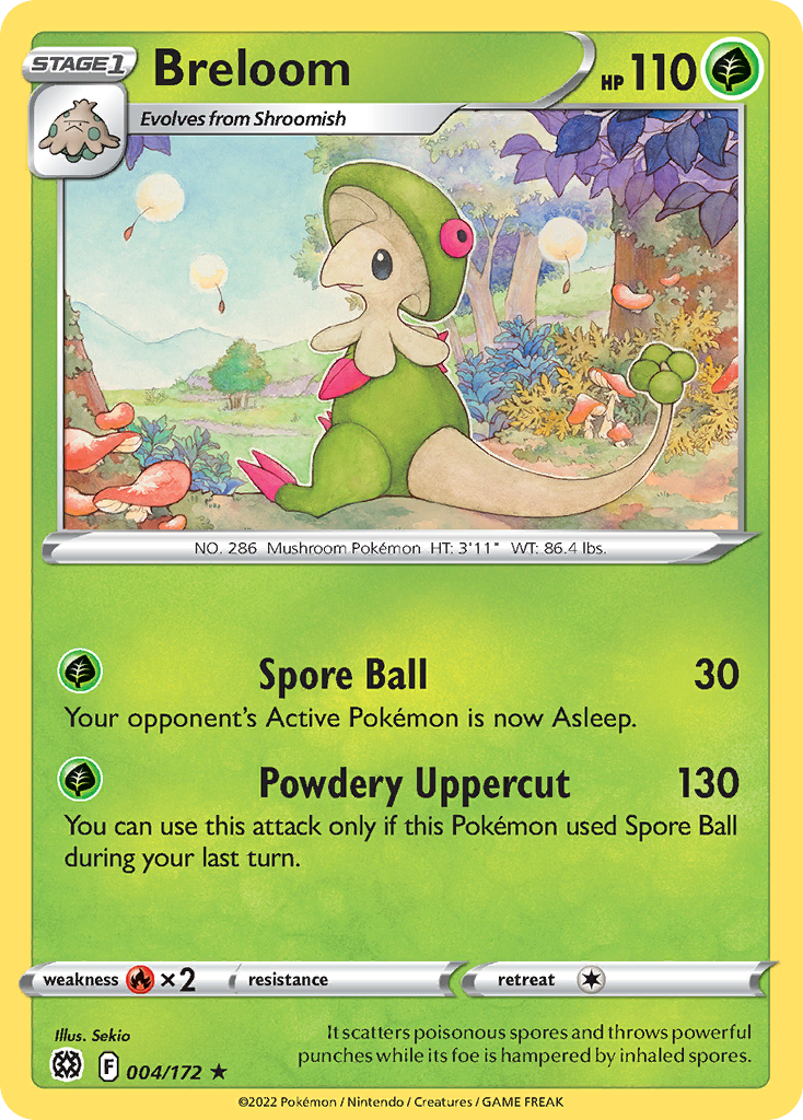 Breloom 004/172 Rare Reverse Holo Brilliant Stars NM/LP