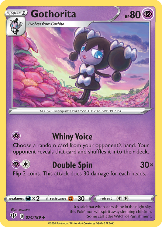 Gothorita 074/189 Uncommon Reverse Holo Darkness Ablaze NM/LP