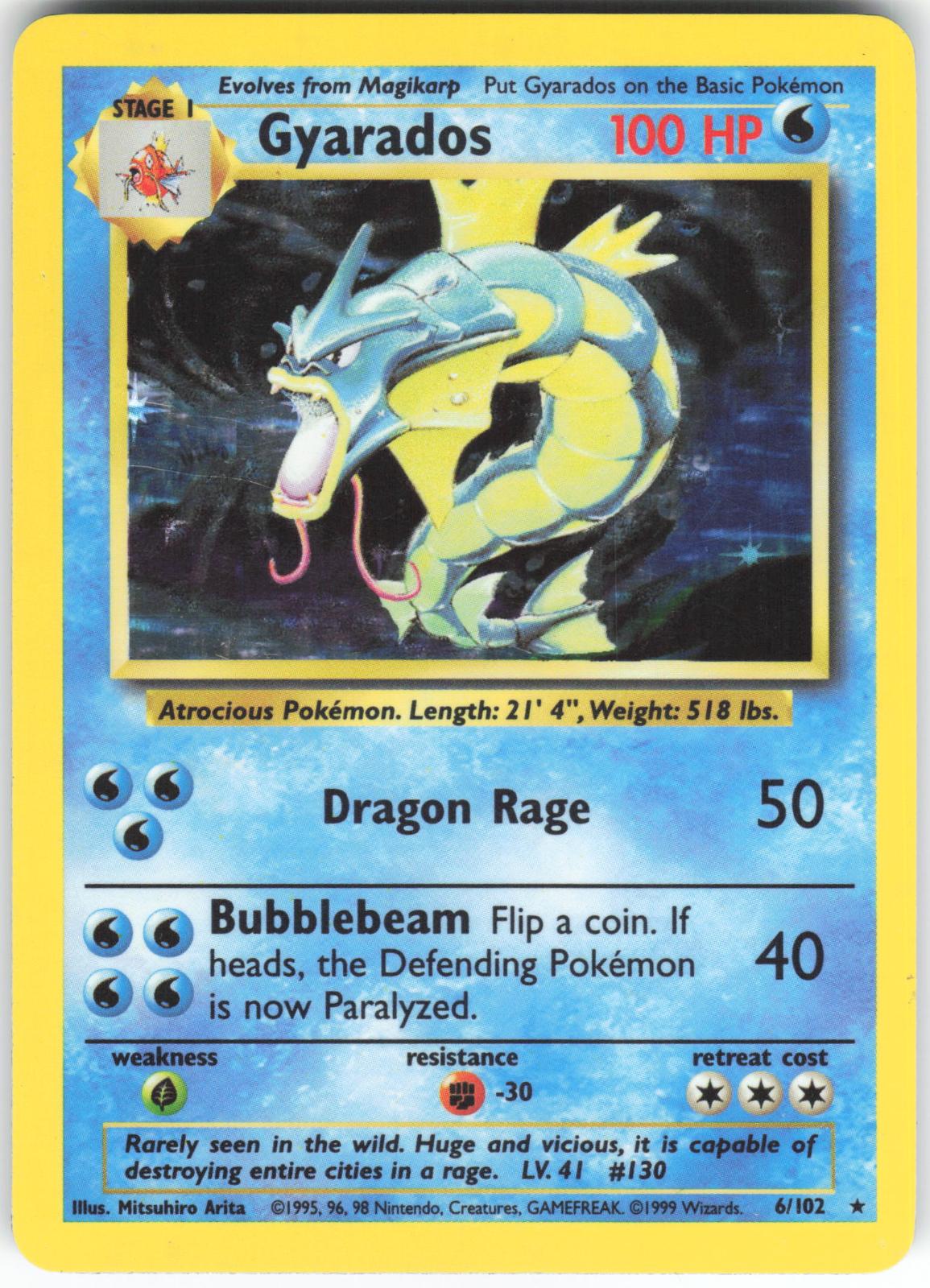 Gyarados 6/102 Holo Rare Base Set Unlimited Holo LP