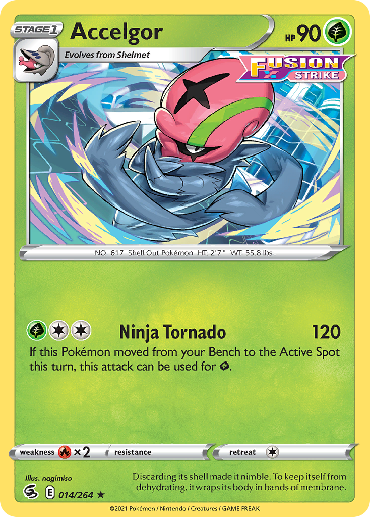 Accelgor 014/264 Rare Reverse Holo Fusion Strike NM/LP