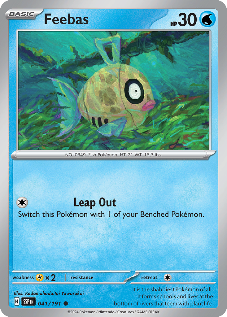 Feebas 041/191 Common Reverse Holo Surging Sparks NM/LP