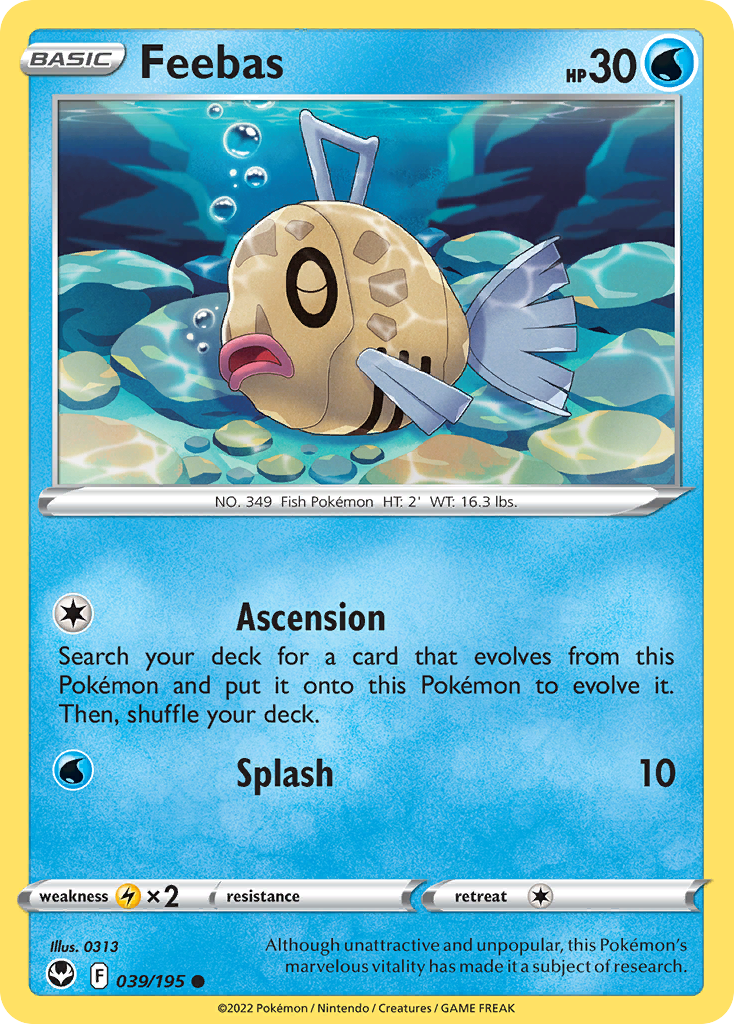 Feebas 039/195 Common Reverse Holo Silver Tempest NM/LP