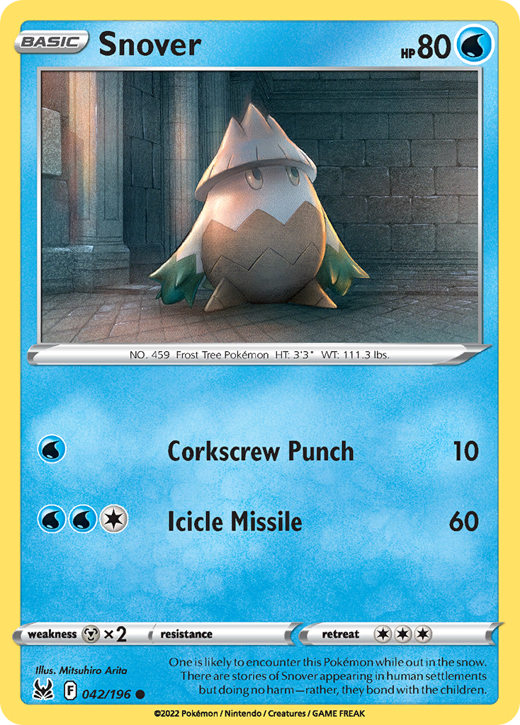 Snover 042/196 Common Reverse Holo Lost Origin NM/LP