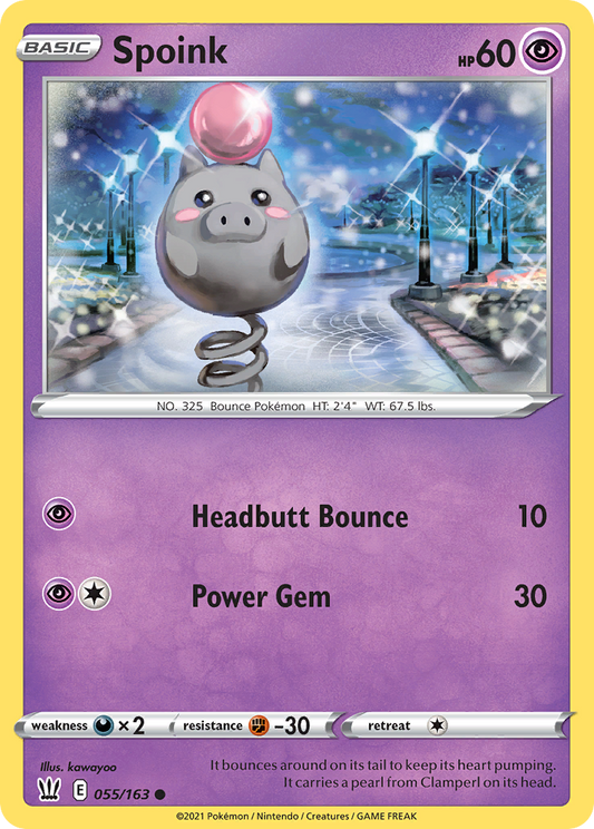 Spoink 055/163 Common Reverse Holo Battle Styles NM/LP