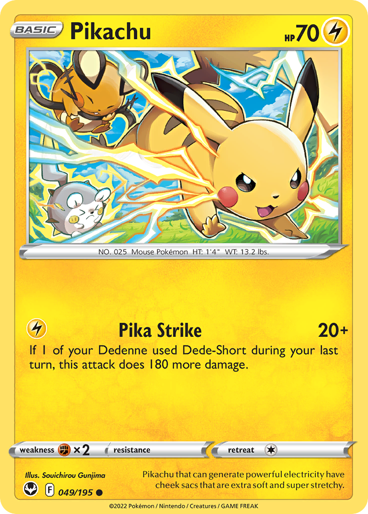 Pikachu 049/195 Common Reverse Holo Silver Tempest NM/LP