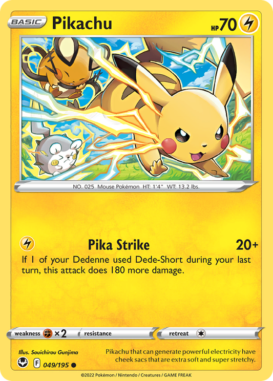Pikachu 049/195 Common Reverse Holo Silver Tempest NM/LP