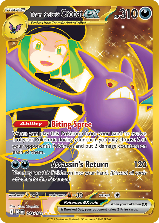 Team Rocket's Crobat ex 242/182 Hyper Rare Destined Rivals NM/M