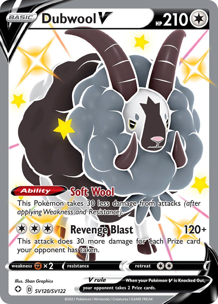 Dubwool V SV120/SV122 V Rare Shining Fates Shiny Vault Holo NM/M