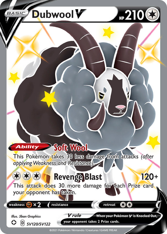 Dubwool V SV120/SV122 V Rare Shining Fates Shiny Vault Holo NM/M