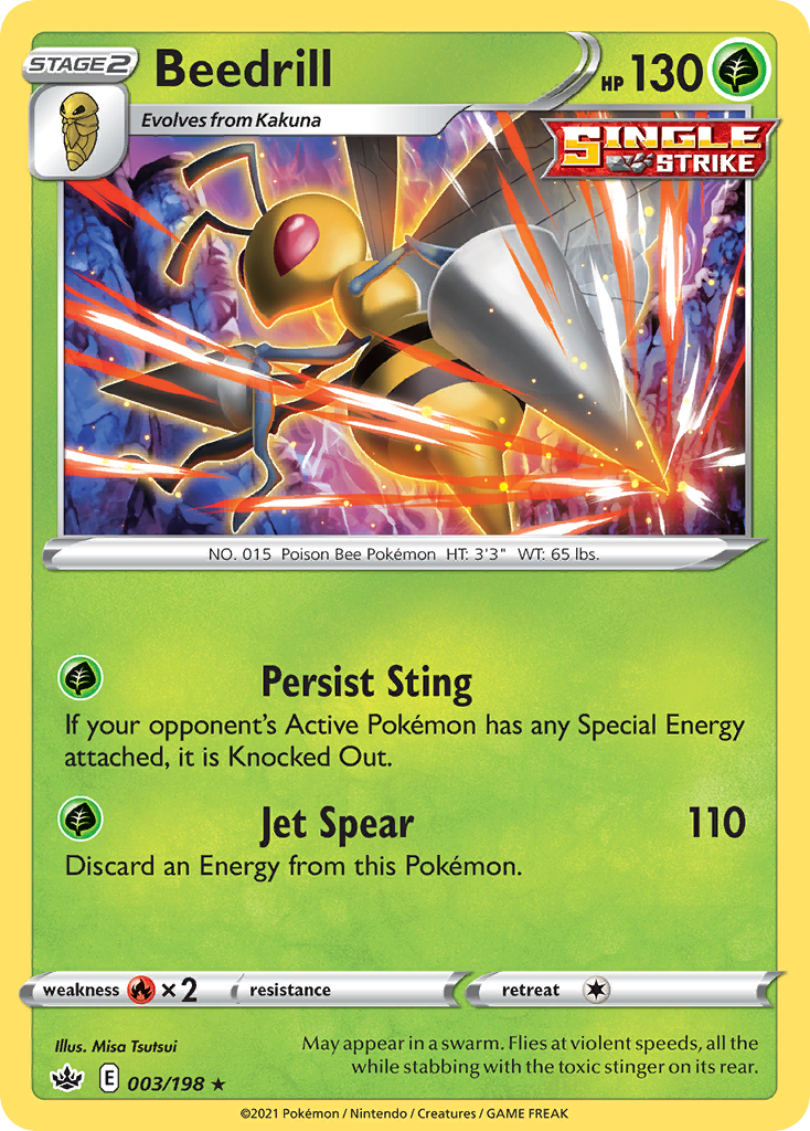 Beedrill 003/198 Rare Reverse Holo Chilling Reign NM/LP