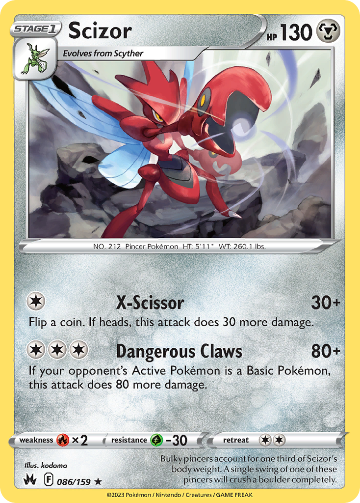 Scizor 086/159 Rare Crown Zenith NM/LP