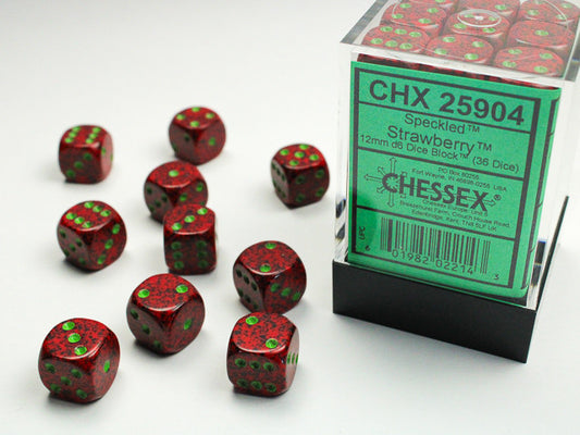 Chessex Speckled 12mm D6 Strawberry Dice Block (36 dice)