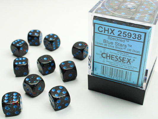 Chessex Speckled 12mm D6 Blue Stars Dice Block (36 dice)