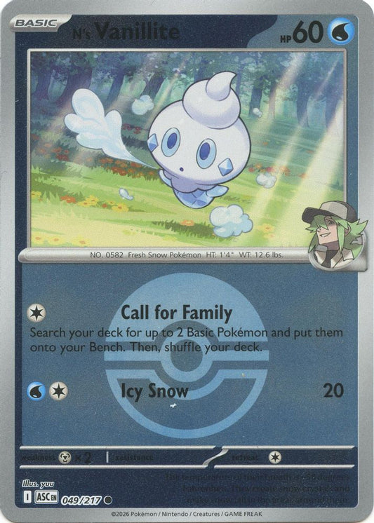 N's Vanillite (Poke Ball) 049/217 Common Reverse Holo Ascended Heroes NM/M
