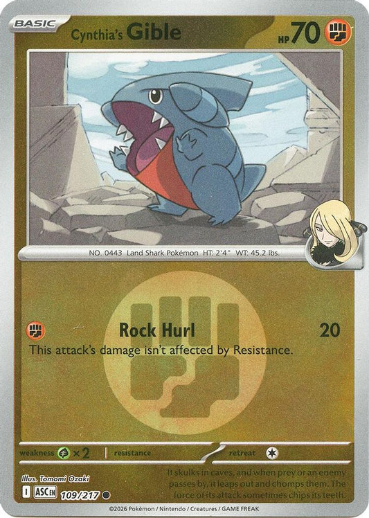 Cynthia's Gible (Energy Symbol Pattern) 109/217 Reverse Holo Ascended Heroes NM/M