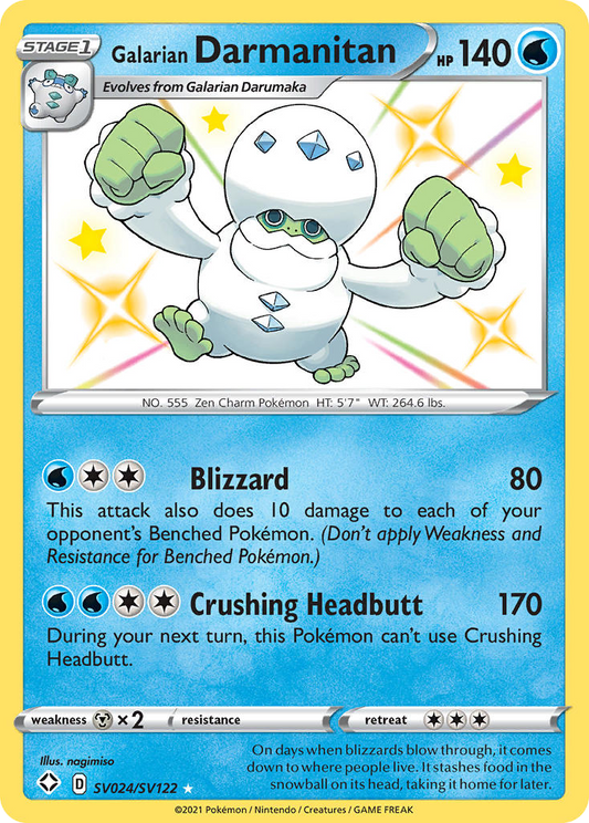 Galarian Darmanitan SV024/SV122 Shiny Rare Shining Fates Shiny Vault NM/M