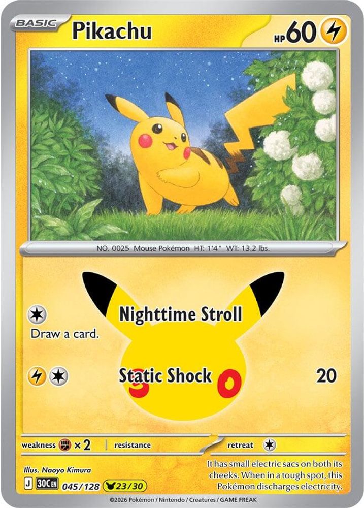 Pikachu 045/128 Pikachu Rare ME: 30th Celebration Holo NM/M