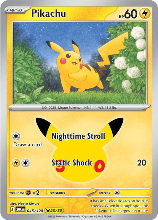 Pikachu 045/128 Pikachu Rare ME: 30th Celebration Holo NM/M