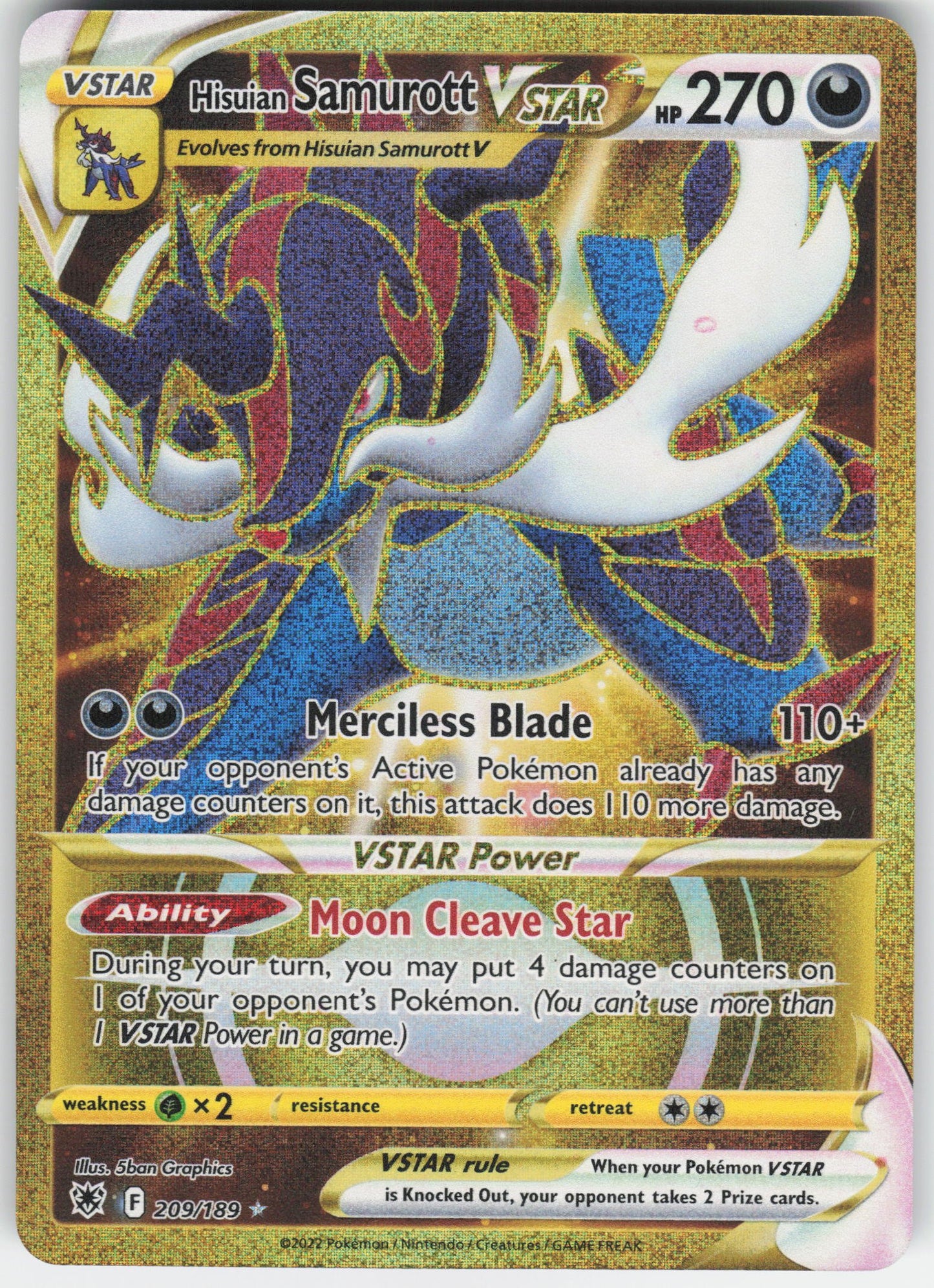 Hisuian Samurott VSTAR (Secret) (209) Secret Rare SWSH10: Astral Radiance 209/189 NM