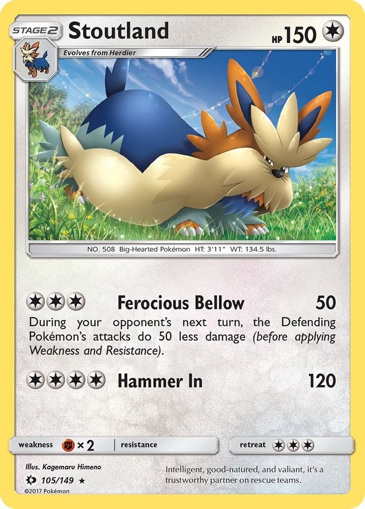 Stoutland 105/149 Rare Reverse Holo SM Base Set NM/LP