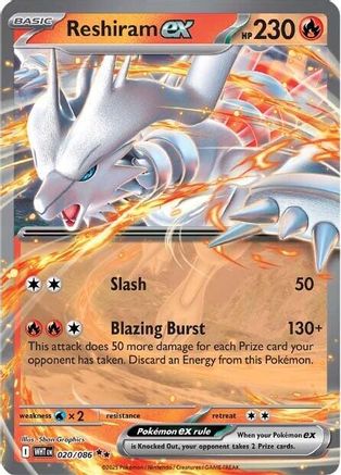 Reshiram ex 020/086 Double Rare White Flare Holo NM/M