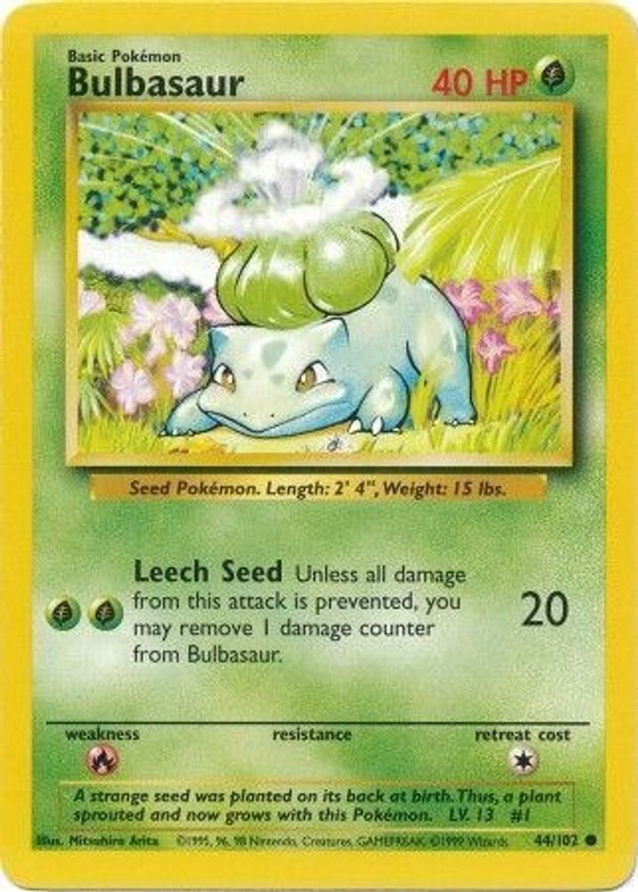 Bulbasaur 44/102 Common Base Set Unlimited NM/M
