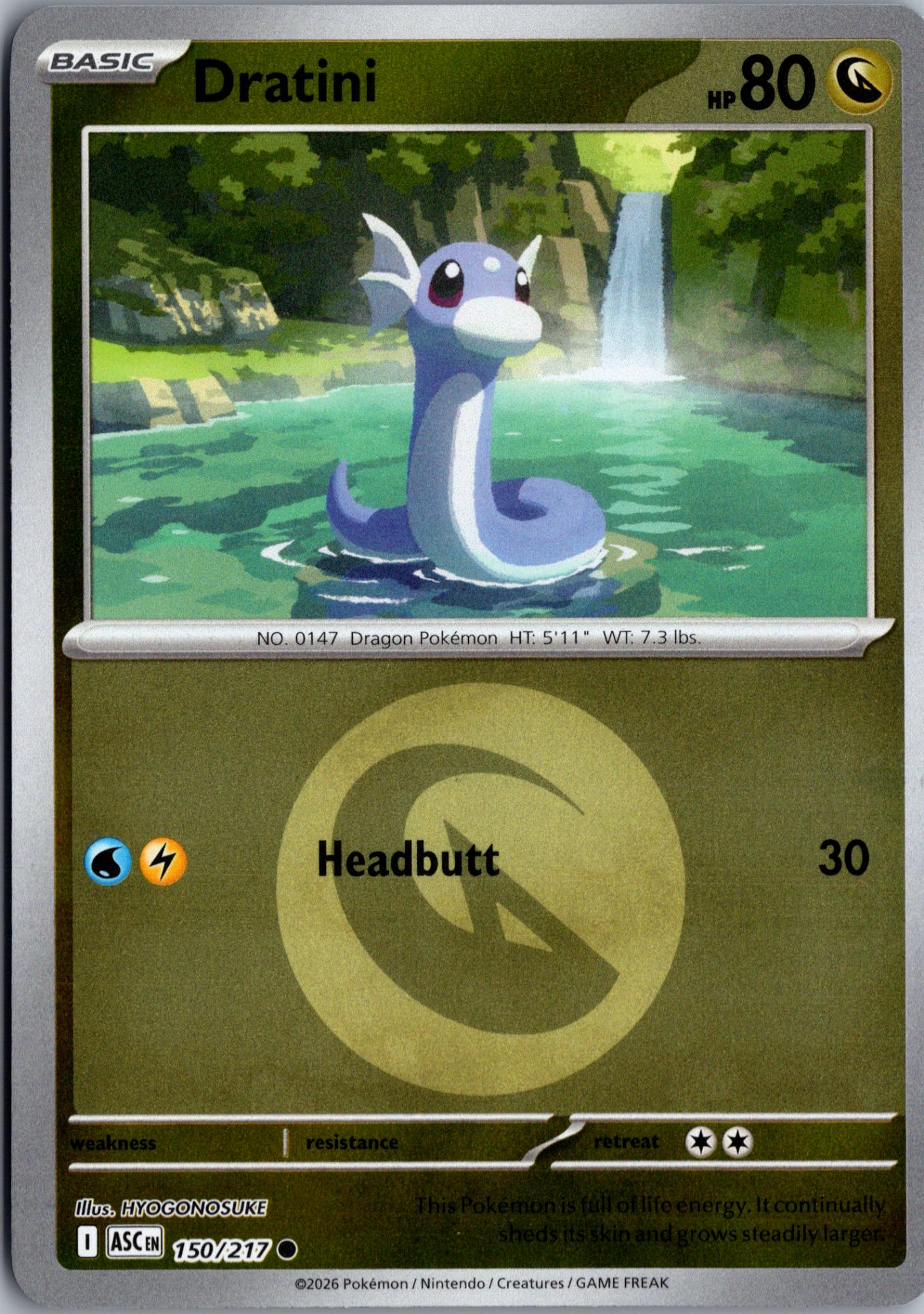 Dratini (Energy Symbol Pattern) 150/217 Common Reverse Holo Ascended Heroes NM/M