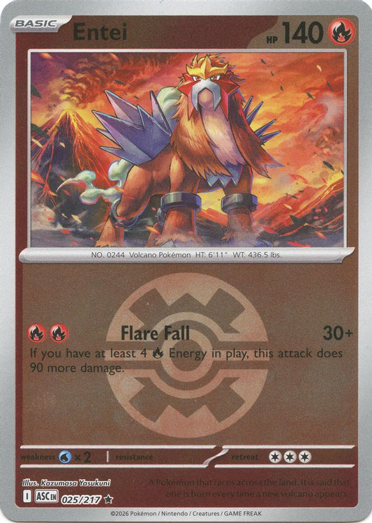 Entei (Quick Ball) 025/217 Rare Reverse Holo Ascended Heroes NM/M