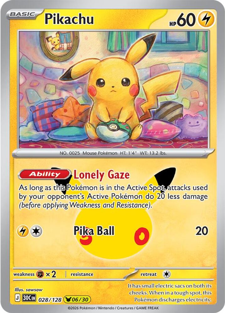 Pikachu 028/128 Pikachu Rare ME: 30th Celebration Holo NM/M