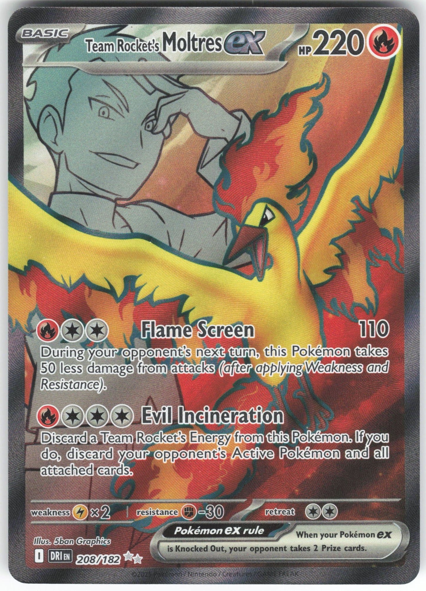 Team Rocket's Moltres ex - Ultra Rare SV10: Destined Rivals 208/182 NM