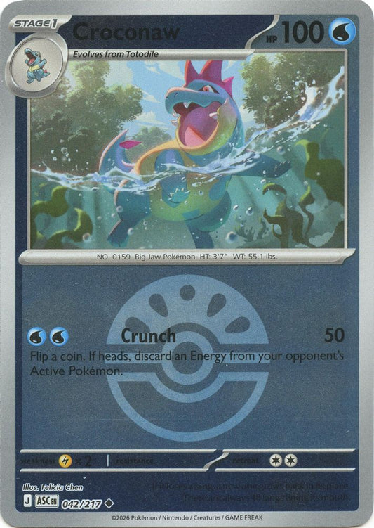 Croconaw (Friend Ball) 042/217 Uncommon Reverse Holo Ascended Heroes NM/M