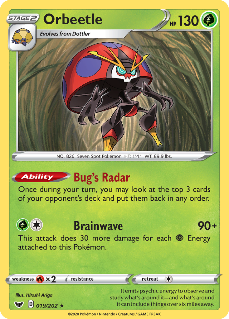 Orbeetle 019/202 Rare Reverse Holo Sword & Shield NM/LP