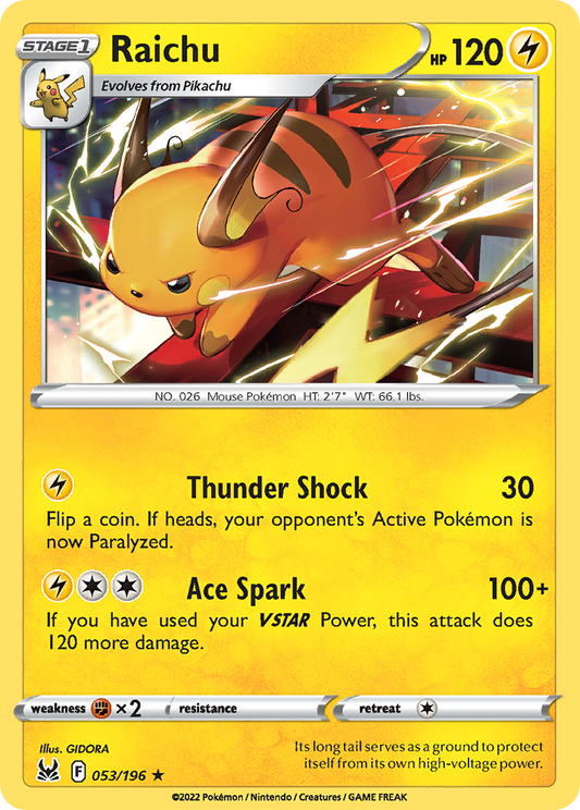 Raichu 053/196 Rare Lost Origin NM/M