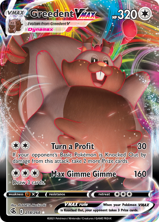 Greedent VMAX 218/264 VMAX Rare Fusion Strike Holo NM/M