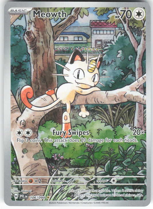 Meowth Illustration Rare ME02: Phantasmal Flames 106/094 NM
