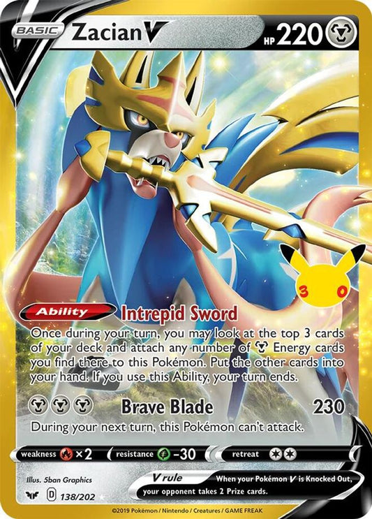 Zacian V 138/202 ME: 30th Celebration Classic Collection Holo NM/M