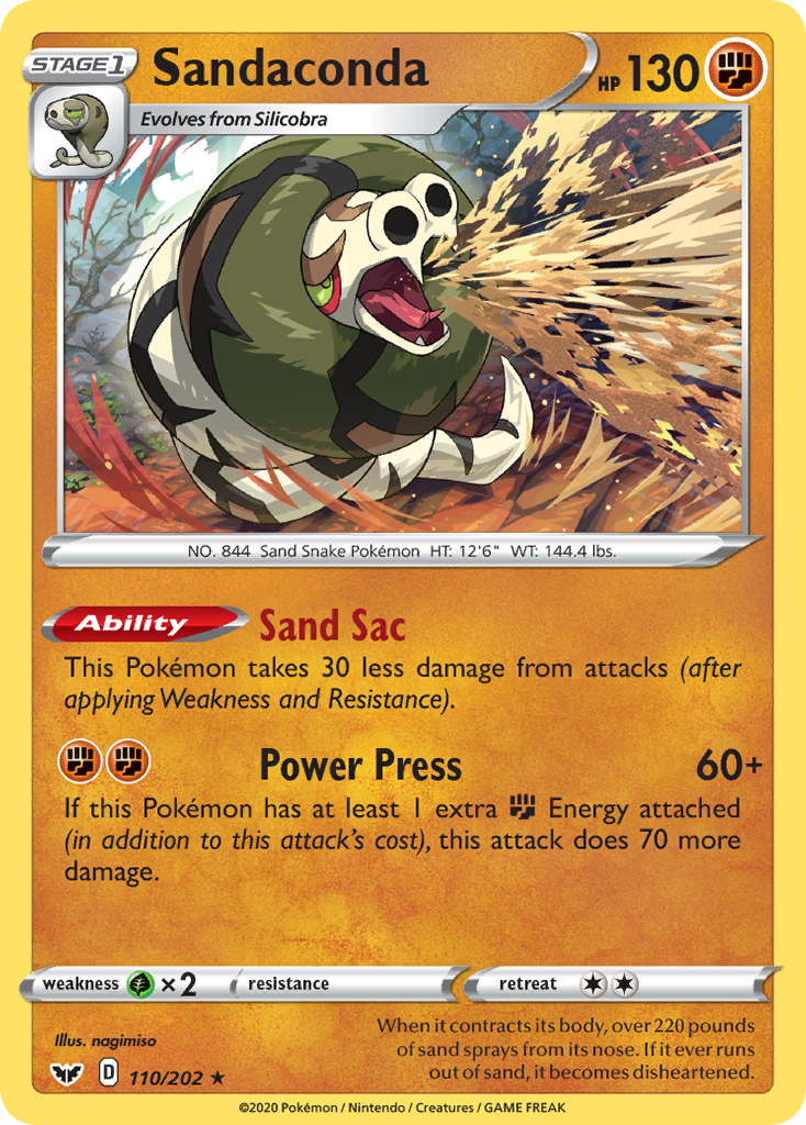 Sandaconda 110/202 Rare Sword & Shield Holo NM/LP