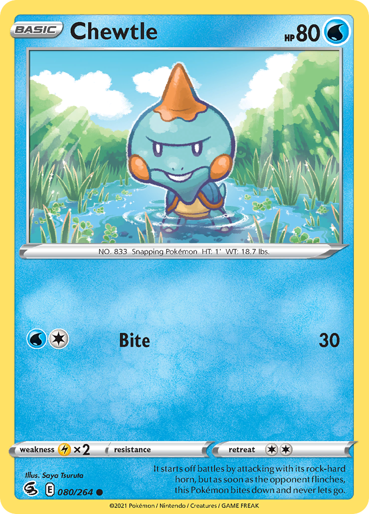 Chewtle 080/264 Common Reverse Holo Fusion Strike NM/LP