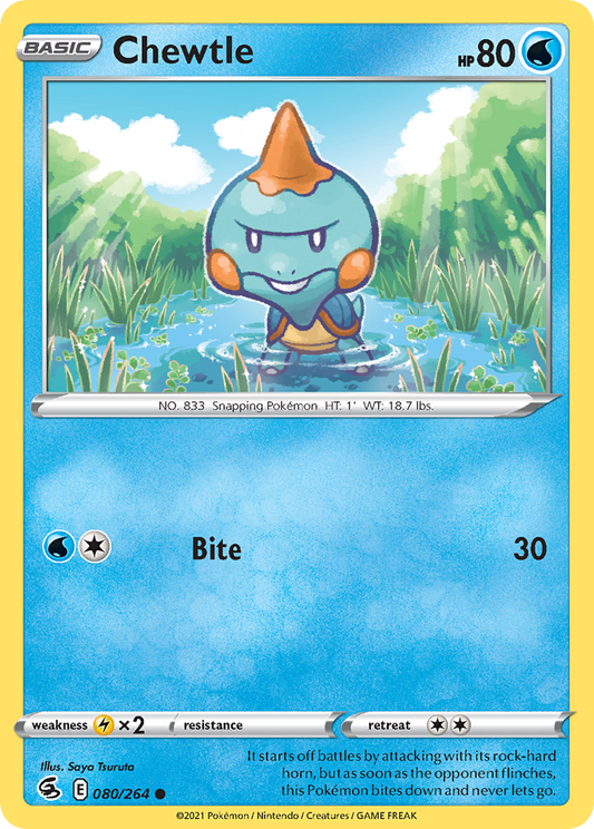 Chewtle 080/264 Common Reverse Holo Fusion Strike NM/LP