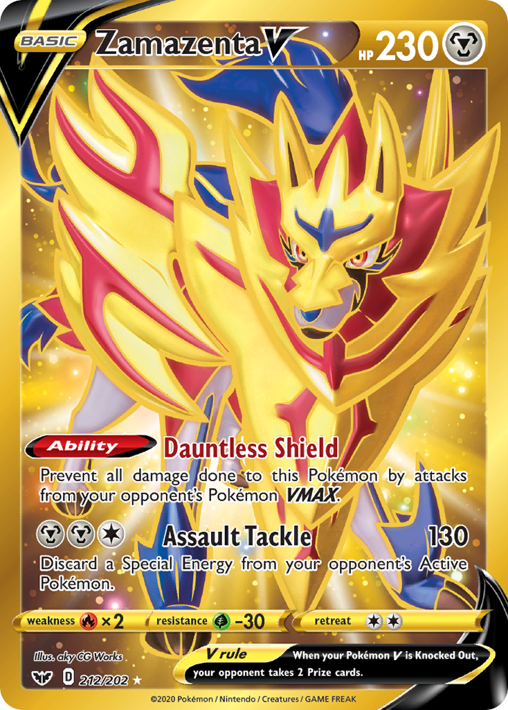Zamazenta V 212/202 Secret Rare Sword & Shield NM/M