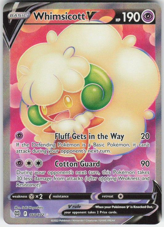 Whimsicott V (Full Art) Ultra Rare SWSH09: Brilliant Stars 160/172 NM