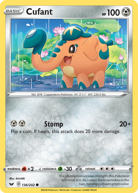 Cufant 136/202 Common Reverse Holo Sword & Shield NM/LP